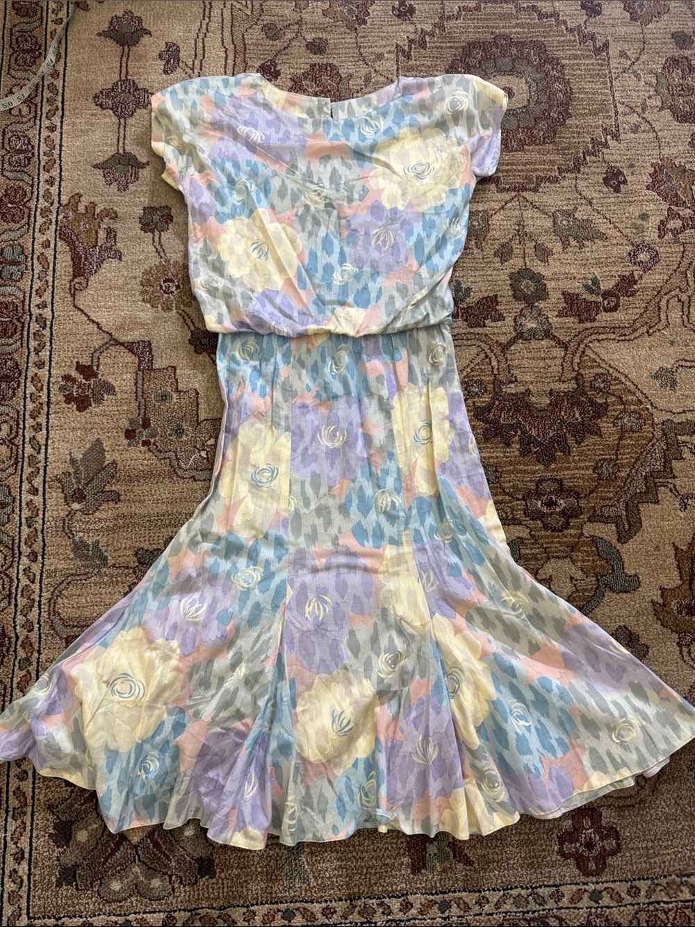 Vintage pedestal blouson dress size 4 80s floral